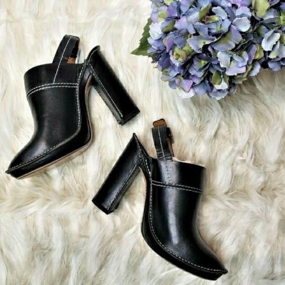 NIB CHLOE Black Leather Slingback Heeled Mules 8.5 - Picture 2 of 13
